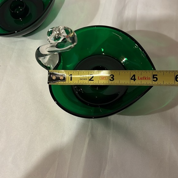 2 Vintage Duncan Miller Emerald Green Candle Holders - Picture 5 of 8